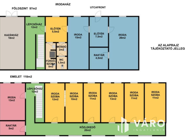 SZÁLLÁSHELY létesítésére alkalmas kétszintes IRODAHÁZ
