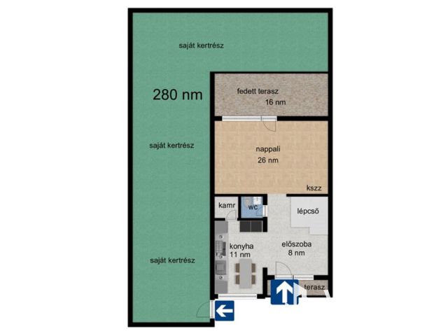 Bérkert utcai sorház, saját kertttel,garázzsal.