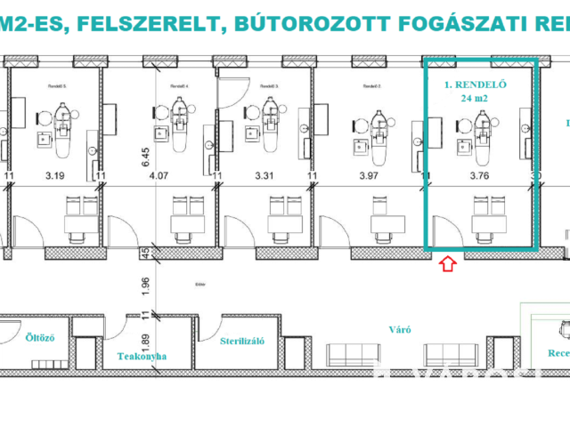 Újbudán 24 m2-es, felszerelt, bútorozott fogászati rendelő