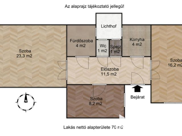 70 m2-es lakás beépíthető tetőtérrel!